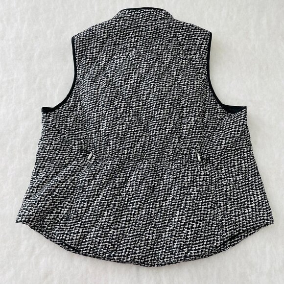 Croft & Barrow Womens Black & White Quilted Tweed Pattern Puffer Vest Size 2X - Picture 2 of 11